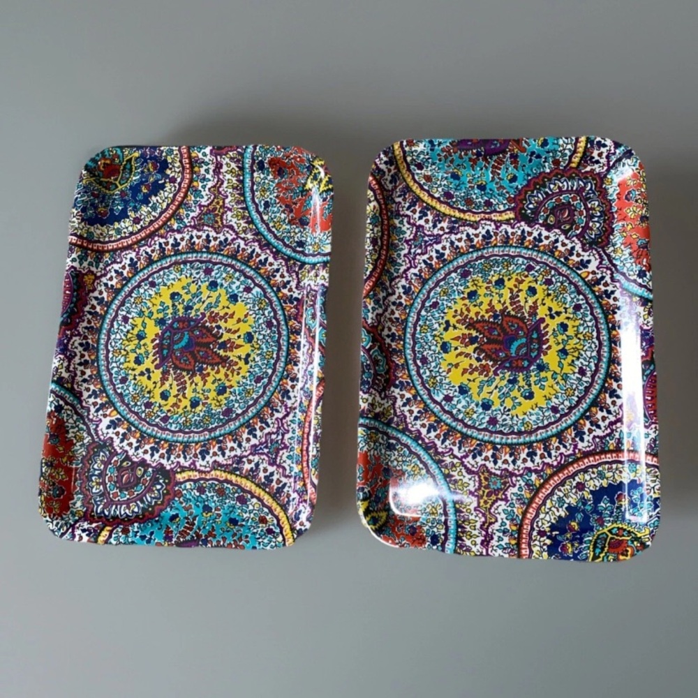 Talbots Melamine Trays‎ Multiple Colors Colorful Floral Print Set (2)